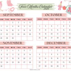 Beautiful 2026 four Month Calendar S3