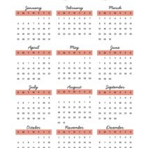 Simple white pink 2026 Yearly Calendar