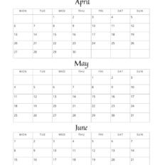 2026 Three Month Calendar Q2