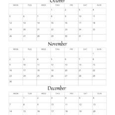 2026 Three Month Calendar Q4