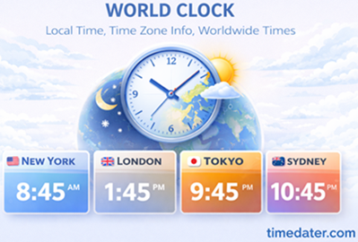 World Clock: Local Time, Time Zone Info, Worldwide Times 1 World clock - Find current local time worldwide