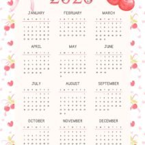 cherry 2026 Yearly Calendar