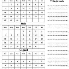 summer 2026 calendar with to-do list